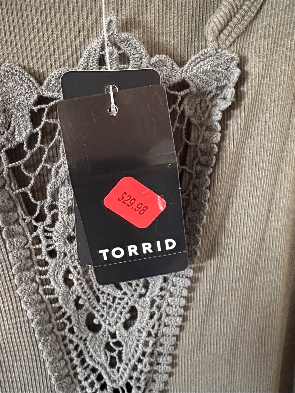 Torrid • Cotton Modal Rib Notch Neck Crochet Inset Tank - Picture 6 of 7